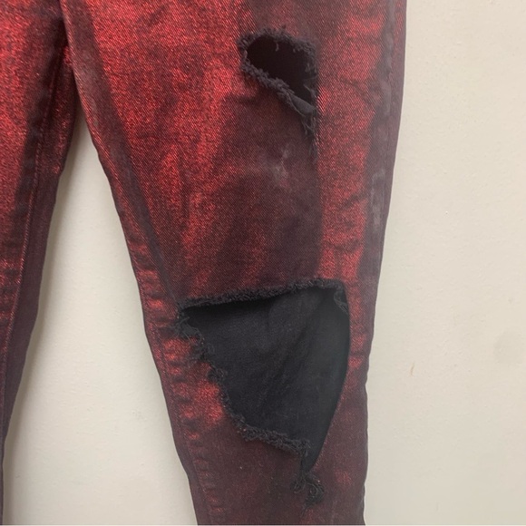 ModCloth Distressed Red Metallic Pants - Picture 7 of 12